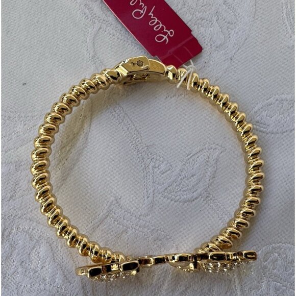 Lilly Pulitzer Elephant Cuff Bracelet Gold-tone Rhinestone Hinged Bracelet NWT - Picture 5 of 15